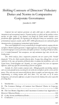 Cover page: Shifting Contours of Directors’ Fiduciary Duties and Norms in Comparative Corporate Governance