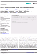 Cover page: Severe arsenic poisoning due to Ayurvedic supplements.