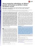 Cover page: Library preparation methodology can influence genomic and functional predictions in human microbiome research