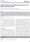 Cover page: Rapidly developing, large pyogenic liver abscesses in the setting of pancreatic cancer