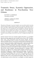 Cover page: Traumatic Stress, Systemic Oppression, and Resilience in Post-Katrina New Orleans