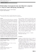 Cover page: Relationship of menopausal status and climacteric symptoms to sleep in women undergoing chemotherapy