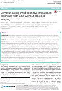 Cover page: Communicating mild cognitive impairment diagnoses with and without amyloid imaging