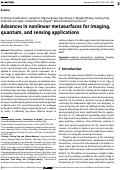 Cover page: Advances in nonlinear metasurfaces for imaging, quantum, and sensing applications.