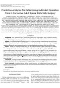 Cover page: Predictive Analytics for Determining Extended Operative Time in Corrective Adult Spinal Deformity Surgery.