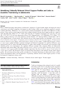 Cover page: Identifying Culturally Relevant School Support Profiles and Links to Academic Functioning in Adolescents.