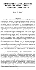 Cover page: Shadow Trials, or a History of Sexual Assault Trials in the Jim Crow South