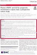 Cover page: Plasma sTNFR1 and IL8 for prognostic enrichment in sepsis trials: a prospective cohort study