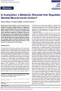 Cover page: Is Acetylation a Metabolic Rheostat that Regulates Skeletal Muscle Insulin Action?