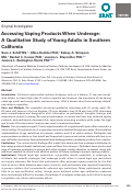 Cover page: Accessing Vaping Products When Underage: A Qualitative Study of Young Adults in Southern California