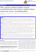 Cover page: TNF-alpha protein synthesis inhibitor restores neuronal function and reverses cognitive deficits induced by chronic neuroinflammation