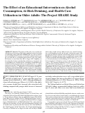 Cover page: The effect of an educational intervention on alcohol consumption, at-risk drinking, and health care utilization in older adults: the Project SHARE study.