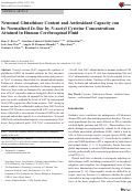 Cover page: Neuronal Glutathione Content and Antioxidant Capacity can be Normalized In Situ by N-acetyl Cysteine Concentrations Attained in Human Cerebrospinal Fluid