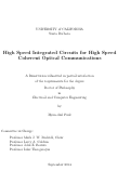 Cover page: High Speed Integrated Circuits for High Speed Coherent Optical Communications