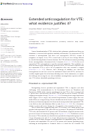 Cover page: Extended anticoagulation for VTE: what evidence justifies it?