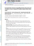 Cover page: Increased brain response to appetitive tastes in the insula and amygdala in obese compared with healthy weight children when sated