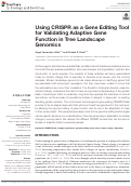 Cover page: Using CRISPR as a Gene Editing Tool for Validating Adaptive Gene Function in Tree Landscape Genomics