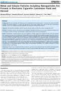 Cover page: 888Metal and silicate particles including nanoparticles are present in electronic cigarette cartomizer fluid and aserosol. 