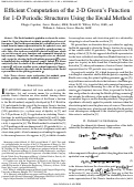 Cover page: Efficient Computation of the 2-D Green's Function for 1-D Periodic Structures Using the Ewald Method