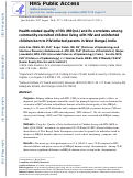 Cover page: Health-related quality of life (HRQoL) and its correlates among community-recruited children living with HIV and uninfected children born to HIV-infected parents in West Bengal, India