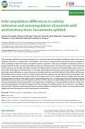 Cover page: Inter-population differences in salinity tolerance and osmoregulation of juvenile wild and hatchery-born Sacramento splittail.