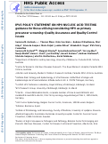 Cover page: IPVS policy statement on HPV nucleic acid testing guidance for those utilising/considering HPV as primary precancer screening: Quality assurance and quality control issues.