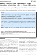 Cover page: Genetic Variations in the Serotoninergic System Contribute to Body-Mass Index in Chinese Adolescents