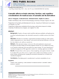 Cover page: Cannabis effects on brain structure, function, and cognition: considerations for medical uses of cannabis and its derivatives