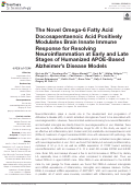 Cover page: The Novel Omega-6 Fatty Acid Docosapentaenoic Acid Positively Modulates Brain Innate Immune Response for Resolving Neuroinflammation at Early and Late Stages of Humanized APOE-Based Alzheimers Disease Models.