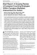 Cover page: Brief Report: A Scoping Review of Caregiver Coaching Strategies Within Caregiver-Mediated Interventions for Autism