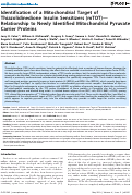 Cover page: Identification of a Mitochondrial Target of Thiazolidinedione Insulin Sensitizers (mTOT)—Relationship to Newly Identified Mitochondrial Pyruvate Carrier Proteins