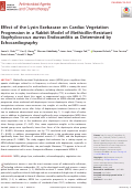 Cover page: Effect of the Lysin Exebacase on Cardiac Vegetation Progression in a Rabbit Model of Methicillin-Resistant Staphylococcus aureus Endocarditis as Determined by Echocardiography.