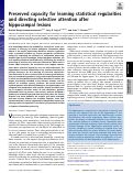 Cover page: Preserved capacity for learning statistical regularities and directing selective attention after hippocampal lesions