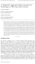 Cover page: A “Hands-On” Approach to Raise Awareness of Technologies: A Pilot Class and its Lessons
