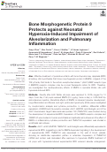 Cover page: Bone Morphogenetic Protein 9 Protects against Neonatal Hyperoxia-Induced Impairment of Alveolarization and Pulmonary Inflammation.