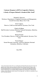 Cover page: Customer Response to RTP in Competitive Markets: A Study of Niagara Mohawk's Standard Offer 
Tariff