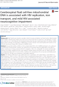 Cover page: Cerebrospinal fluid cell-free mitochondrial DNA is associated with HIV replication, iron transport, and mild HIV-associated neurocognitive impairment