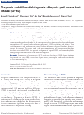 Cover page: Diagnosis and differential diagnosis of hepatic graft versus host disease (GVHD).