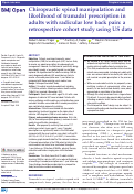 Cover page: Chiropractic spinal manipulation and likelihood of tramadol prescription in adults with radicular low back pain: a retrospective cohort study using US data.