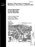 Cover page: Vacuum Improvements for Ultra High Charge State Ion Acceleration