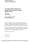 Cover page: Developing Optimal Planning and Management Strategies for a Robust Highway System