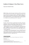 Cover page: Synthesis of Linkages to Trace Plane Curves