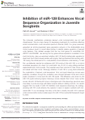 Cover page: Inhibition of miR-128 Enhances Vocal Sequence Organization in Juvenile Songbirds