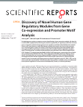 Cover page: Discovery of Novel Human Gene Regulatory Modules from Gene Co-expression and Promoter Motif Analysis