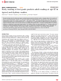 Cover page: Early reading at first grade predicts adult reading at age 42 in typical and dyslexic readers.