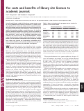 Cover page: The costs and benefits of library site licenses to academic  journals