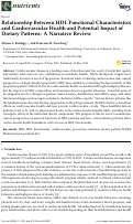 Cover page: Relationship Between HDL Functional Characteristics and Cardiovascular Health and Potential Impact of Dietary Patterns: A Narrative Review