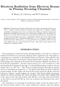 Cover page: Betatron radiation from electron beams in plasma focusing 
channels