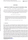 Cover page: Applications of stable isotope analysis in mammalian ecology