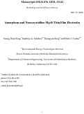 Cover page: Amorphous and nanocrystalline Mg<sub>Si thin film electrodes</sub>